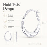 LeCalla 925 Sterling Silver Hoop Earrings | Lightweight Classic Small Oval Shrimp Hoops Earring for Women - 25MM