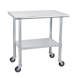Profeeshaw Stainless Steel Table with Wheels, 24x36 Inch - NSF Commercial Kitchen Prep & Work Table with Undershelf and Galvanized Legs for Restaurant, Bar, Utility Room and Garage - Heavy Duty