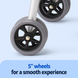 Medline Heavy-Duty Bariatric Folding Walker with 5” Wheels and Durable Handles, 500 lb. Weight Capacity