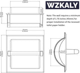 WZKALY Matte Black Recessed Toilet Paper Holder for Large Rolls, Pivoting Black Toilet Paper Holder Wall Mount Stainless Steel, in Wall Toilet Paper Holders Black, Bathroom Toilet Paper Wall Holder