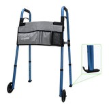 Loyoda Folding Walkers for Seniors,FSA/HSA Eligible Medical Walker 5'' Front Wheel Lightweight Walker with Storage Bag and Skis Glides Height Adjustable Aluminum Compact Standard Walker （Blue）