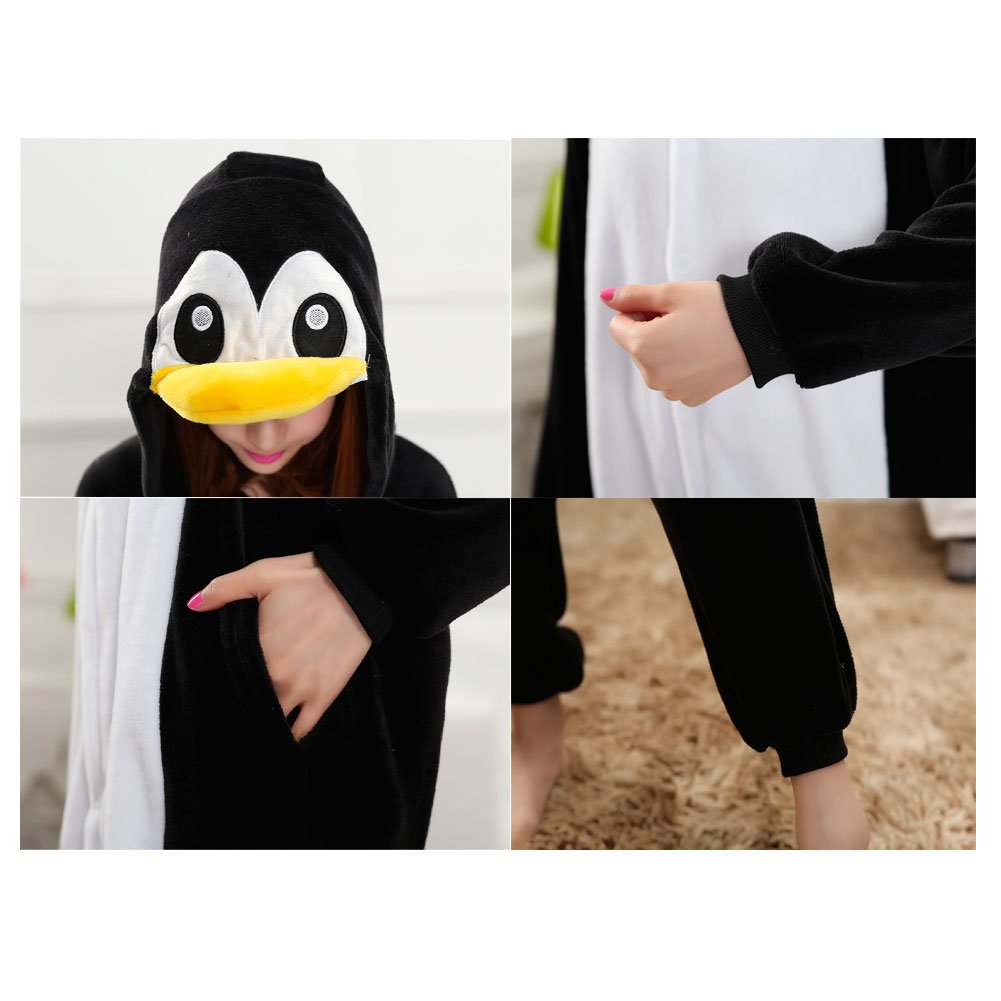 Adrinfly Penguin Onesie One Piece Animal Pajamas Cosplay Costume for Adults Women Men, Thanksgiving Christmas Homewear Sleepwear, Large
