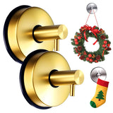 Fauppt 2PCS Suction Cup Hooks for Door Wreaths on Glass Suction Cup Hooks for Shower,2025 Hanging Towels for Window Door Bathroom Mirrors Christmas,Wreath Hanger Holder for Daily Use (Gold-2pc)