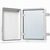 QILIPSU Waterproof Junction Box IP67 Outdoor Plastic Electrical Project Enclosure Weatherproof with Inner Door, Mounting Plate, Wall Brackets, Hinged Grey Cover 16.1"x12.2"x7.1" -D