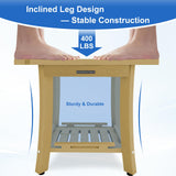 KingPavonini HDPS Shower Benches for Inside Shower to Sit on, Waterproof Shower Stool for Shaving Legs, Heavy Duty 400LBS Shower Seat with Storage Shelf, Shower Chair for Bathroom/Indoor/Outdoor Use