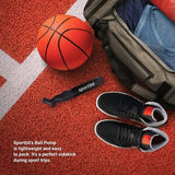 SPORTBIT Ball Pump for Sports Balls - Push & Pull Inflating System - Hand Pump for All Exercise Balls - Volleyball Pump, Basketball Inflator, Football & Soccer Ball Air Pump - Goes with 5 Needles Set