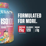 Dymatize x Birthday Cake Pebbles ISO100 Whey Protein Powder Isolate, 25g of Protein, 20 Servings, 5.5g BCAAs, 120 Cal., Gluten Free, 1g Fat, 1g Sugar, 2g Carb