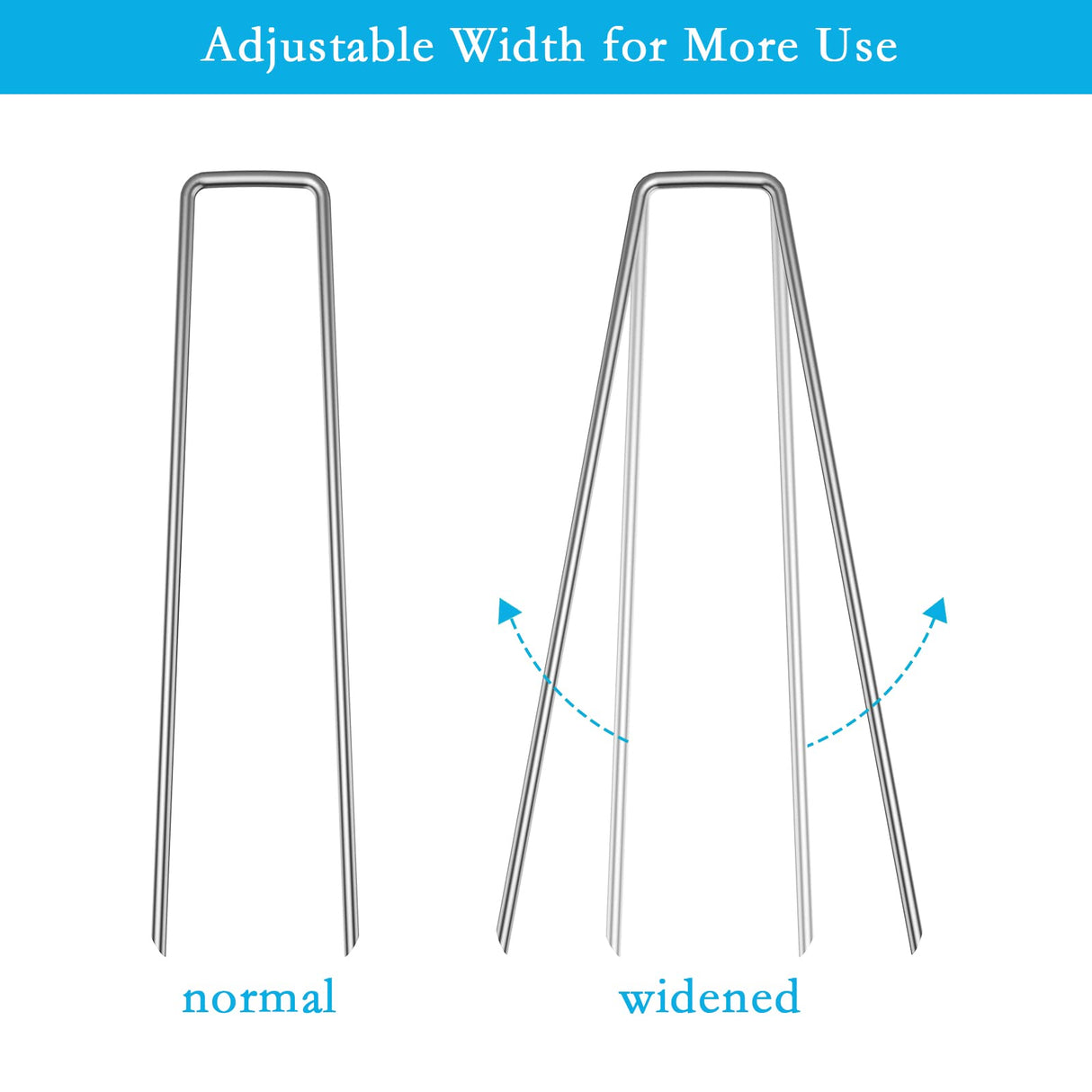 RAOOKIF 8 Inch Galvanized Garden Landscape Staples, 20/50/100/200Pcs Garden Metal Stakes, 11 Gauge Heavy Duty Ground Stakes for Decoration, Fence, Lawn, Fabric Pins
