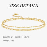 DIVAS MODE 14K Gold Anklets for Women Gold Ankle Bracelets for Women Double-Layer Design Delicate Chain Stacked with Paperclip Link Anklets for Womens ankles bracelets