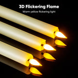 Meigic 12 Pcs Flameless Taper Candles with Remote Timer Dimmer, 9.6 inches Ivory Plastic LED Candlesticks, Battery Operated Led Warm Light Window Candles, for Wedding Home Christmas Decoration