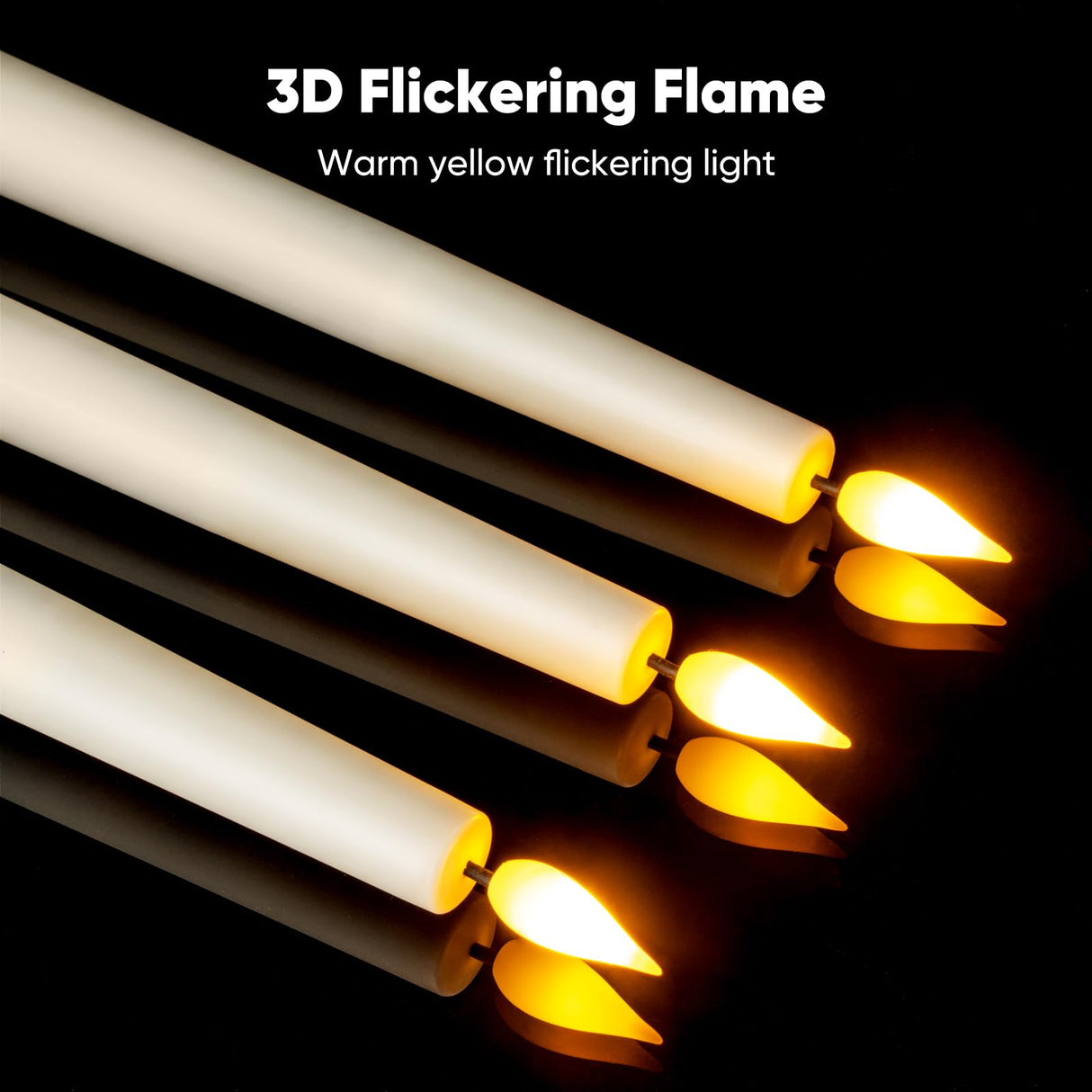 Meigic 12 Pcs Flameless Taper Candles with Remote, Timer, Plastic Battery Operated Window Candles, 9.6 Inches Ivory LED Candlesticks, for Halloween Christmas Home Decoration