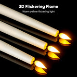 Meigic 12 Pcs Flameless Taper Candles with Remote, Timer, Plastic Battery Operated Window Candles, 9.6 Inches Ivory LED Candlesticks, for Halloween Christmas Home Decoration