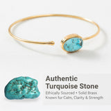 Ayana Crystals Turquoise Brass Bracelet - Handcrafted Genuine Turquoise Bangle for Women - Healing, Zodiac, Chakra Balance & December Birthstone