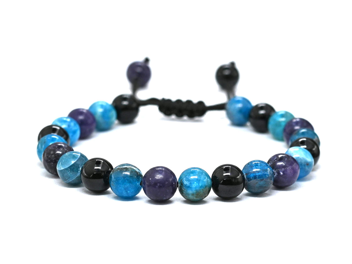 Amazing Gemstone Weight Loss Manifestation Bracelet - Humanic Black Tourmaline Apatite Lepidolite Bracelet Set for Men Women Healing Calming Anxiety Stress Relief Gifts(Adjustable)