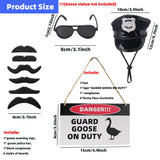 ZANOLY 9pcs Goose Outfit,Porch Goose Outfits,Lawn Goose Statue Costume for 17"/23" Cement Patio Garden Outdoor Statue Decor,Police Hat Eyeglasses PVC Sign Danger Guard Goose on Duty (Police)