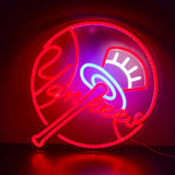 AHlove YANKEES Neon Signs for Wall Decor，Baseball Team Neon Lights for Bedroom，LED Signs Suitable for Man Cave，5V Power Adapter，Birthday、Christmas Gifts for Boys 13 * 15Inch(red+blue+white)