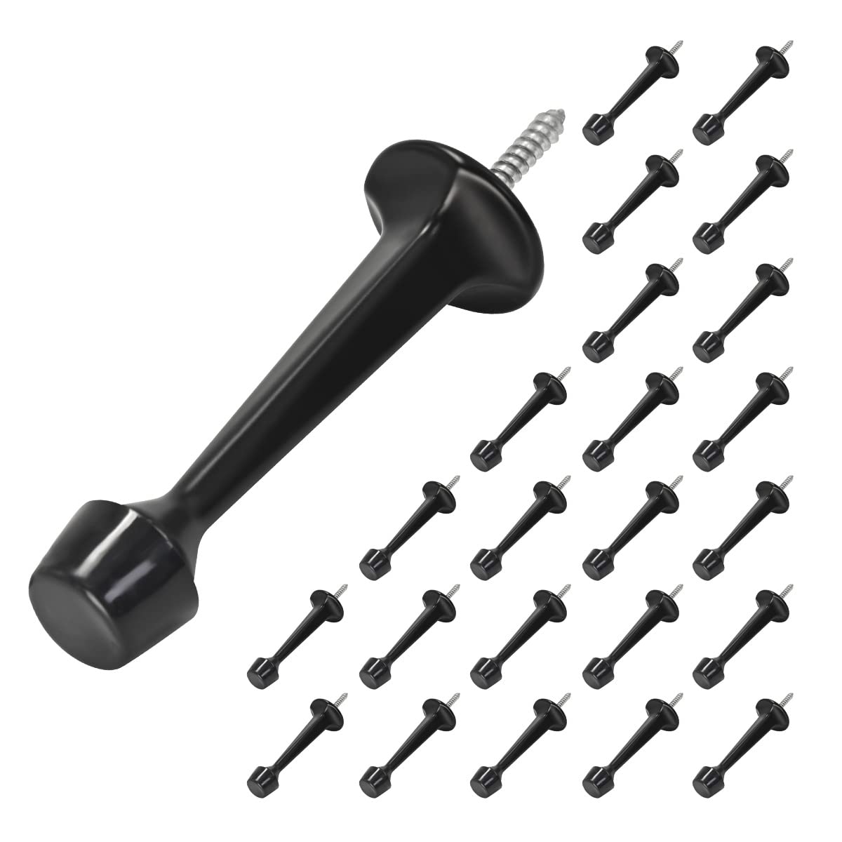 HOMOTEK 24 Pack Heavy Duty Solid Rigid Door Stop with Soft Rubber Tip, Zinc Die Cast Door Stopper Protect Wall & Door, Black