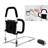 Bed Rails for Elderly Adults Safety-Bed Assist Rail with Double Grab Bars & Fall Prevention Guard & Storage Pocket Fits King, Queen, Full, Twin, Support Up to 300lbs,Height 25.6'' (Double Grab Bars)