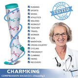 CHARMKING Compression Socks for Women & Men (8 Pairs) 15-20 mmHg Graduated Copper Support Socks are Best for Pregnant, Nurses - Boost Performance, Circulation, Knee High & Wide Calf (L/XL, Multi 06)