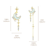 SIXFOX Cute Star Earrings for Women, Gold Moon Celestial Earrings, Drop Space Earring for Teen Jewelry Gift