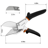 GARTOL Miter Shears, 45-135 Degree Adjustable Angle Scissors, Quarter Round Cutter Tool with Spare SK5 Blades, Trunking Shears for Cutting PVC, Trim and Softwood Moulding (Not for Hardwood)