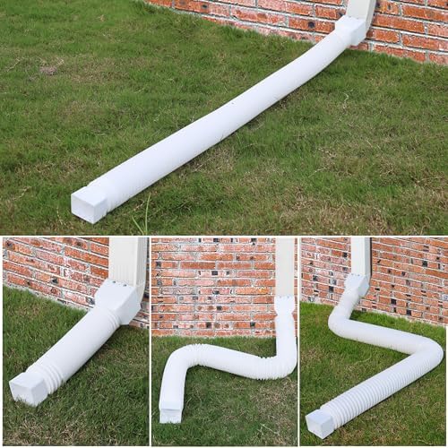 2 Pack Rain Gutter Downspout Extensions, Upgraded Flexible Drain Downspout Extender, Rainwater Drainage Diverter with Mini Connector, Extendable from 20 to 127 Inches