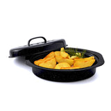 13” Enamel Roaster With Lid Oval Roasting Pan For Oven with 11"Inner Diameter Broiler Pan Suitable For Dining With Two People High Temperature Resistance Dishwasher Safety Gift Idea for Christmas