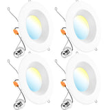 Sunco LED Recessed Lighting 6 Inch, Retrofit Can Lights, 965LM, 13W (100W Equivalent), Selectable CCT 2700K/3000K/3500K/4000K/5000K, Dimmable, Baffle Trim, Damp Rated UL 4 Pack