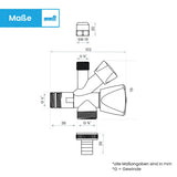 Valvola Angolare Combinata Universale Bächlein Autosigillante, Valvola Angolare Combinata per Tubi dell'Acqua Fredda e Calda con un'Ampia Gamma di Opzioni di Collegamento, Valvola Angolare
