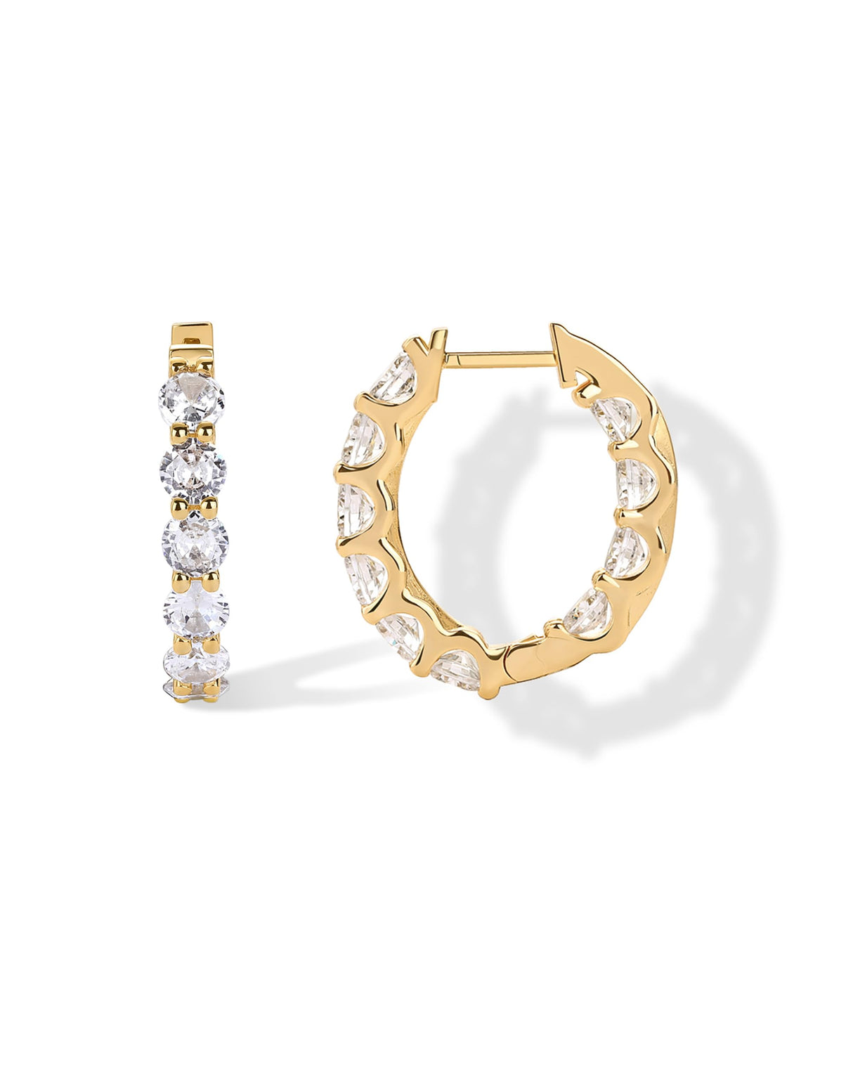 PAVOI CZ Hoop Earrings for Women, Yellow Gold, Size 23 x 17 Millimeters