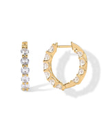 PAVOI CZ Hoop Earrings for Women, Yellow Gold, Size 23 x 17 Millimeters