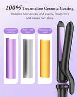 5 in 1 Curling Iron, Curling Wand Set with Thermal Brush, Flat Iron Hair Straightener, 3 Ceramic Irons (0.35"-1"), 13 Adjustable Temps, Hair Curler Waver with Heat Resistant Mat, Glove, Clip