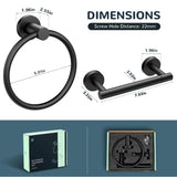 FORIOUS Toilet Paper Holder Wall Mount, SUS304 Stainless Steel Double Post Pivoting Tissue Roll Holder and Hand Towel Ring Set for Bathroom, RV, Bathroom Hardware Accessories Set, Matte Black