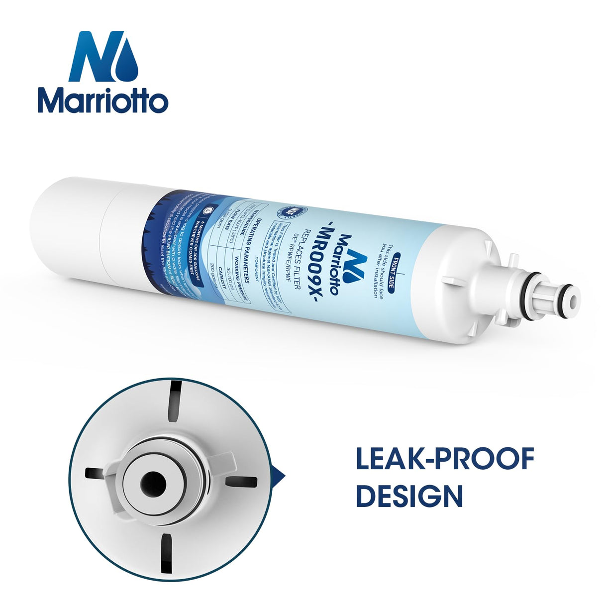 MARRIOTTO Replacement for GE® RPWFE, RPWF (Built-in CHIP) Refrigerator Water Filter, Compatible with GFE28GELDS, PFE28KELDS, PFE28KYNFS, GFD28GELDS, GYE22HMKES, GFE28GYNFS, GFD28GYNFS, Pack of 3