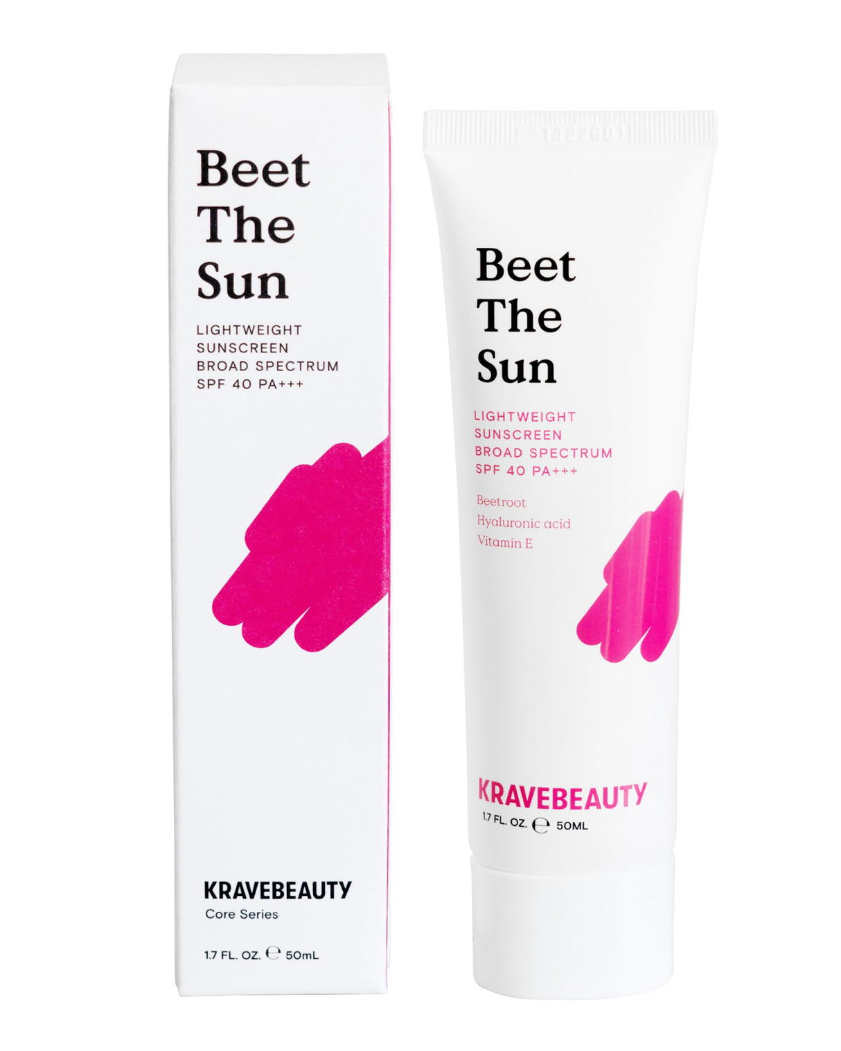 KraveBeauty Beet The Sun SPF 40 PA+++ Broad Spectrum Sunscreen, Daily Non-Greasy Chemical SPF, No White Cast or Pilling, For All Skin Types, Vegan & Cruelty Free, 1.7 fl oz