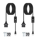 Zarnicy Plug in Pendant Light Cord - 16Ft Hanging Light Kit E26/E27 Light Socket Hanging Lantern Lamp Cord with On/Off Switch,Socket Rings, 2 Pack, Black