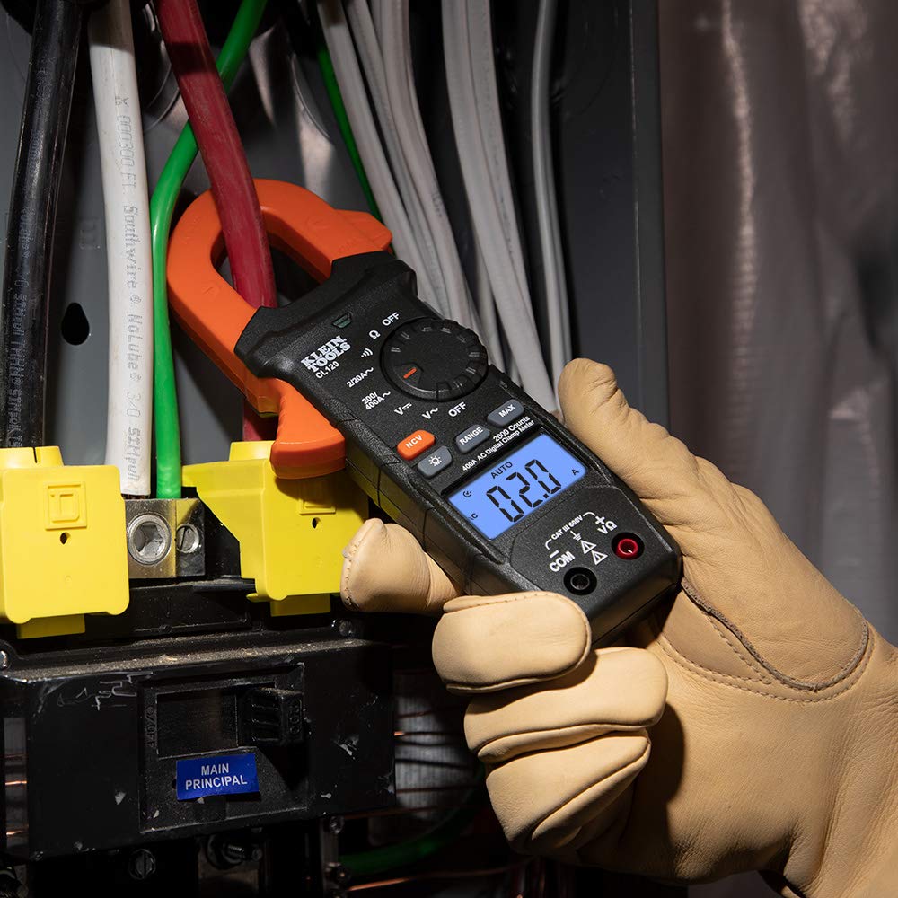 Klein Tools CL120 Digital Clamp Meter, Auto-Ranging 400 Amp AC, AC/DC Voltage, Resistance, Continuity, Non-Contact Voltage Tester Detection