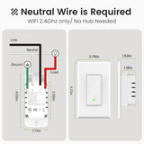GHome Smart Switches for Lights, WiFi Smart Light Switch Works with Alexa and Google Home, Neutral Wire Required, 2.4Ghz WiFi Light Switch with APP Control, Single Pole Smart Switch, 3