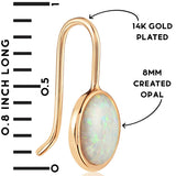 Created Opal Earrings for Women 14K Gold Plated - White Dangles for Brides