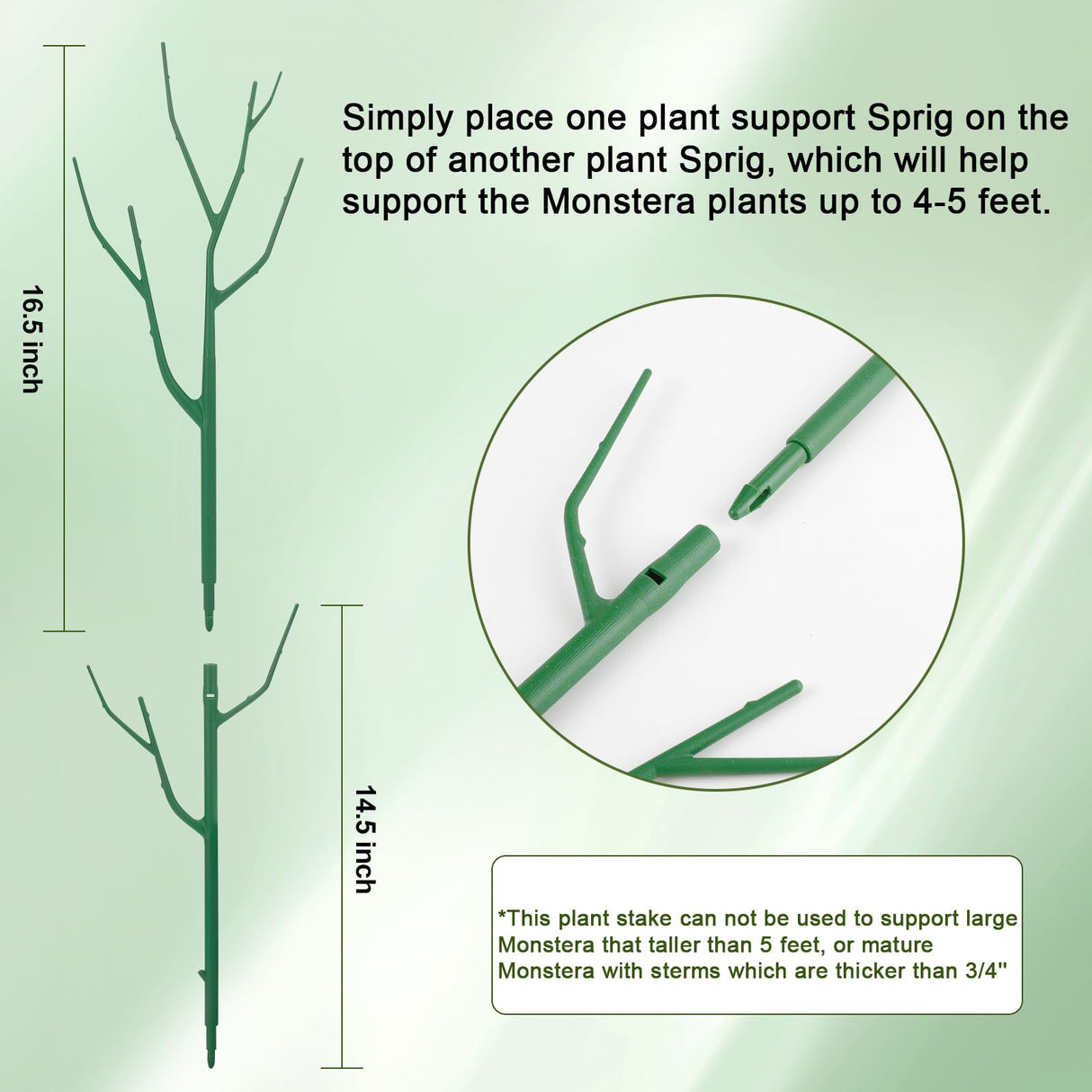 Qaobo 10 Pack Stackable Plant Support Stakes, Climbing Plant Support Structures for Monstera, Pothos, Philodendron Garden Plant Stakes for Indoor Outdoor Plants