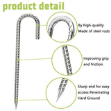 J-Hook-Rebar-Stakes-12 Inch, Ground Stakes Heavy Duty Rebar Stakes for Camping 8pcs Rebar Stakes Rust Proof Coated Metal for Flower Gardens Dog Fence Camping Tents Chicken Coop