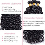 Halerp Water Wave Human Hair Bundles 20 22 24 26 Inch Curly 4 Bundles Human Hair 12A Unprocessed Brazilian Virgin Weave Deep Wave Hair Extension Natural Black