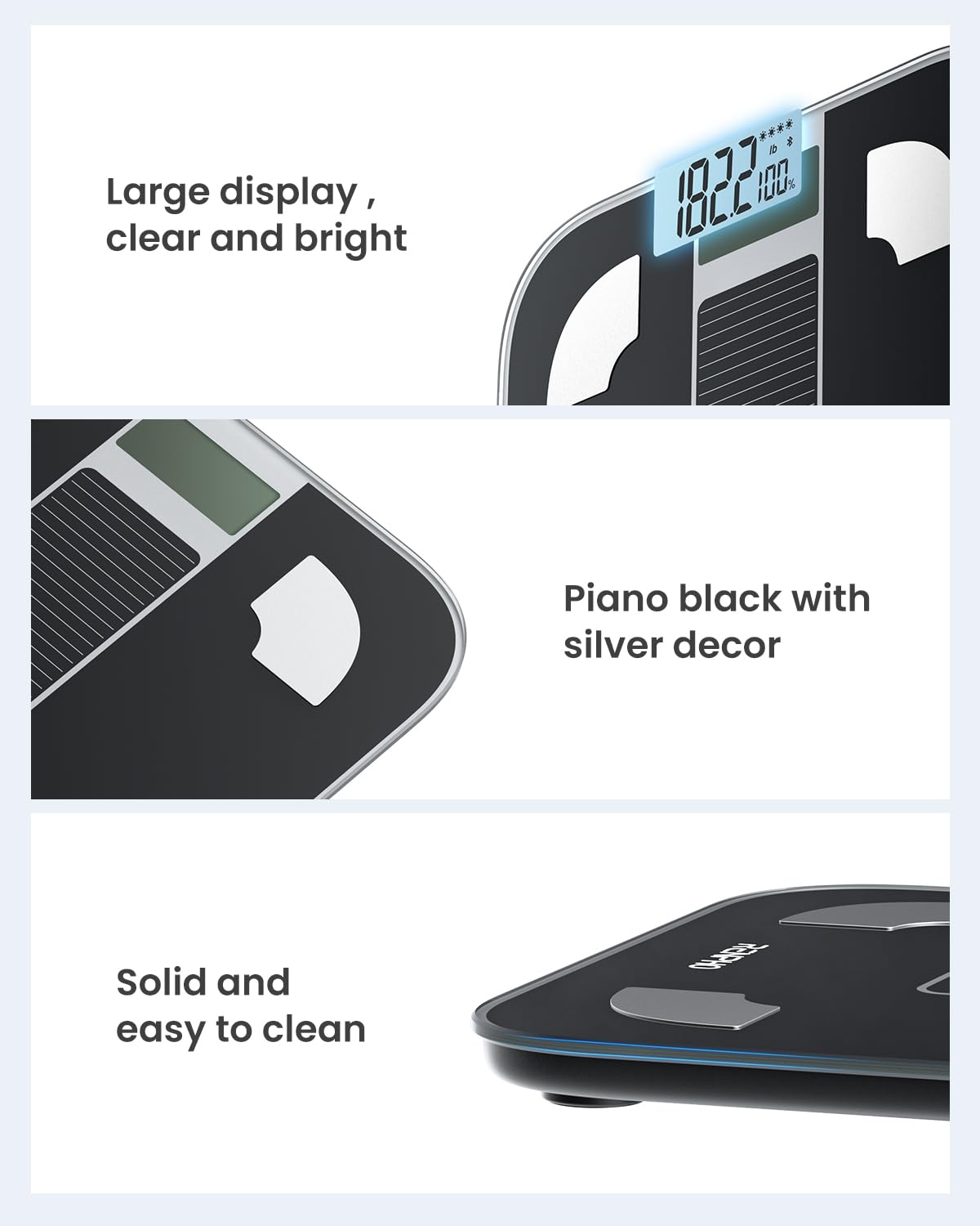 RENPHO Smart Scale with Endless Power, Solar-Powered Scale for Body Weight, No Batteries Needed, Digital Bluetooth Body Fat Scale, Body Composition Monitor with Smart App, 400 lbs-Elis Solar 1