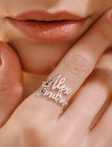 coobopet Custom Name Rings for Women Personalized 14K Gold Plated/Sterling Silver/Rose Gold Engraved Name Ring Customized Jewelry Gift Wedding Engagement Rings for Women Men Couples