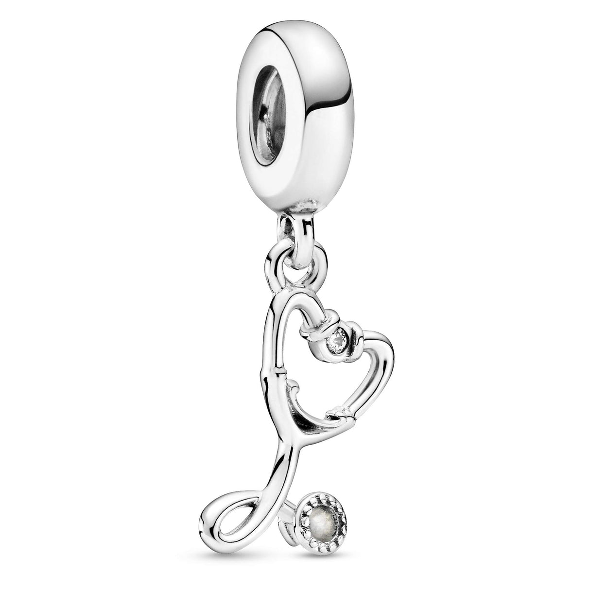 PANDORA Stethoscope Heart Dangle Charm - Compatible Moments - Gift for Her - Made with Sterling Silver & Cubic Zirconia - with Gift Box
