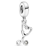 PANDORA Stethoscope Heart Dangle Charm - Compatible Moments - Gift for Her - Made with Sterling Silver & Cubic Zirconia - with Gift Box