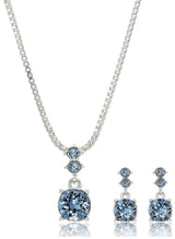 Nine West Women's Necklace and Earring Set — Silver Tone Jewelry Set with Blue and Crystal Inspired Accents, Fashion Accessories for Everyday and Dress Wear