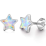 Hypoallergenic Star Girls Earrings, S925 Sterling Silver Post Fire Opal Stud Earrings For Women ARSKRO Tiny Little Small Cute Earring Jewelry Gifts for Kids Sensitive Ears