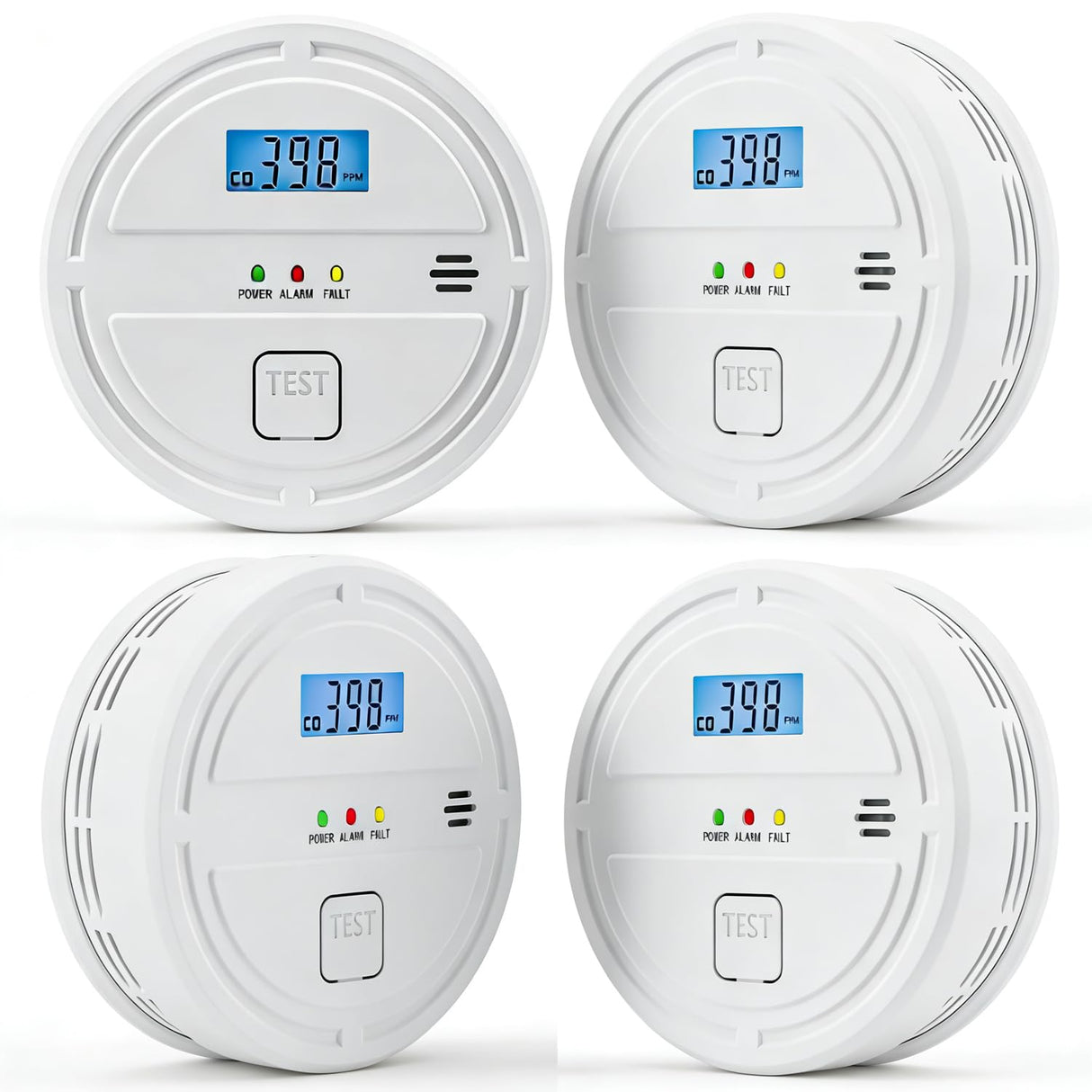 4 Packs Smoke & Carbon Monoxide Detector Battery Operated,2-in-1 Smoke Detector Carbon Monoxide Detector Combo,Smoke Alarm with Digital Display for Home