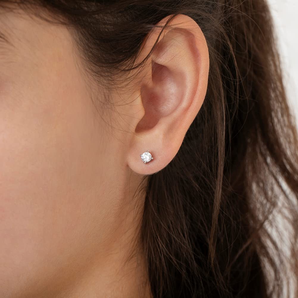 In Season Jewelry Tiny Solitaire Sterling Silver Kids Earrings – 4mm